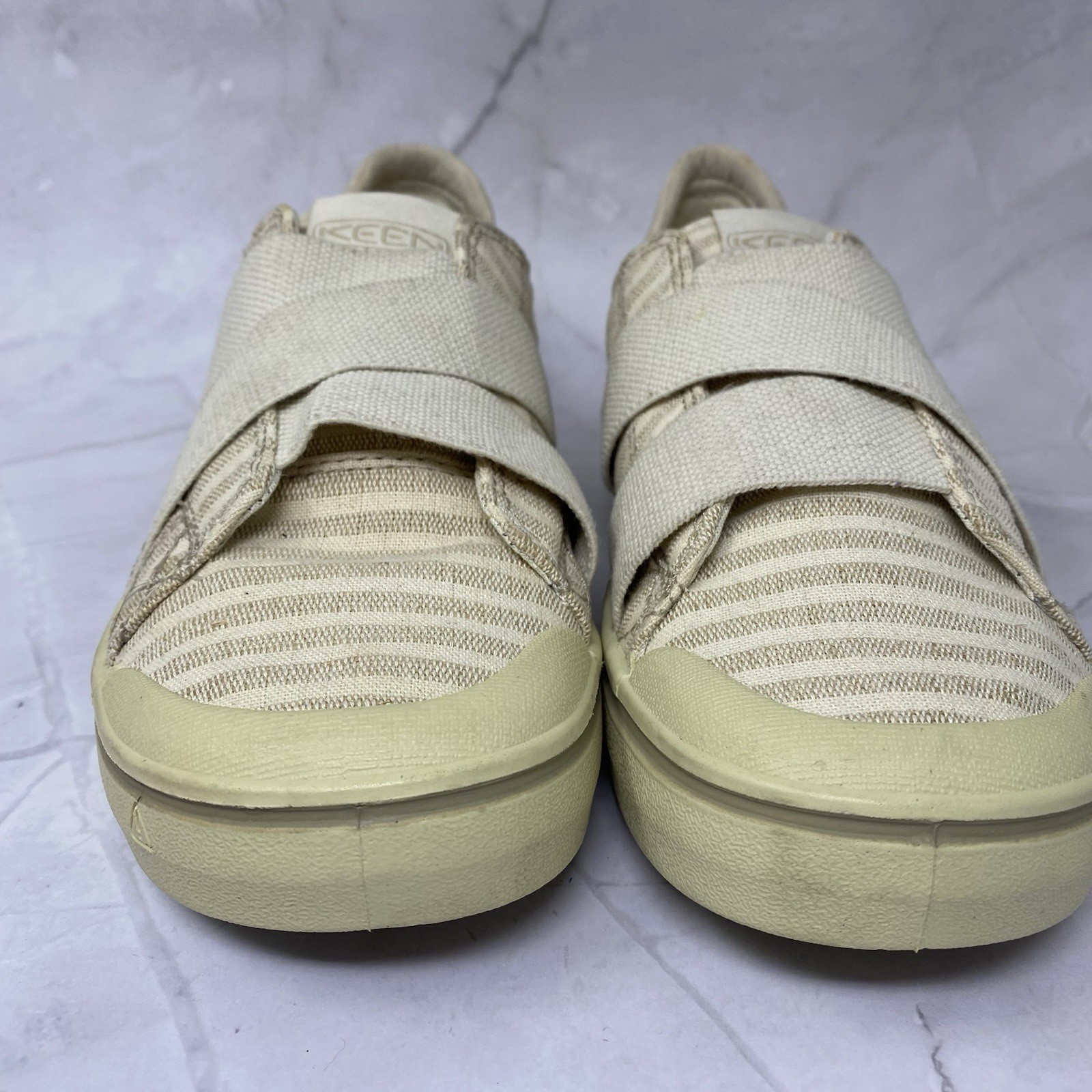 Scarpe da donna Keen Elsa IV Gore slip on in tela a righe di betulla naturale taglia 7 5 M