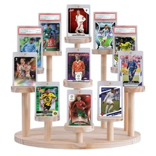 Wooden Trading Card Display Stand - PSA Graded Card Display Stand for 35pt Ma...