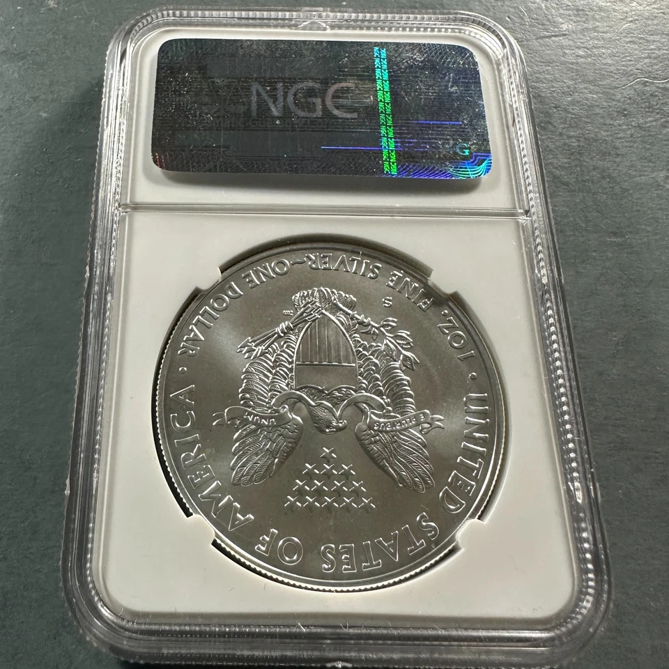 Серебряный Орел 2011-S NGC MS70, из набора к 25-летию, ранние выпуски (86936) - Изображение 2 из 2