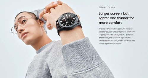 Samsung Galaxy Watch3 2020 Smartwatch, Bluetooth + Wi-Fi + GPS Black, 45mm - Picture 7 of 9