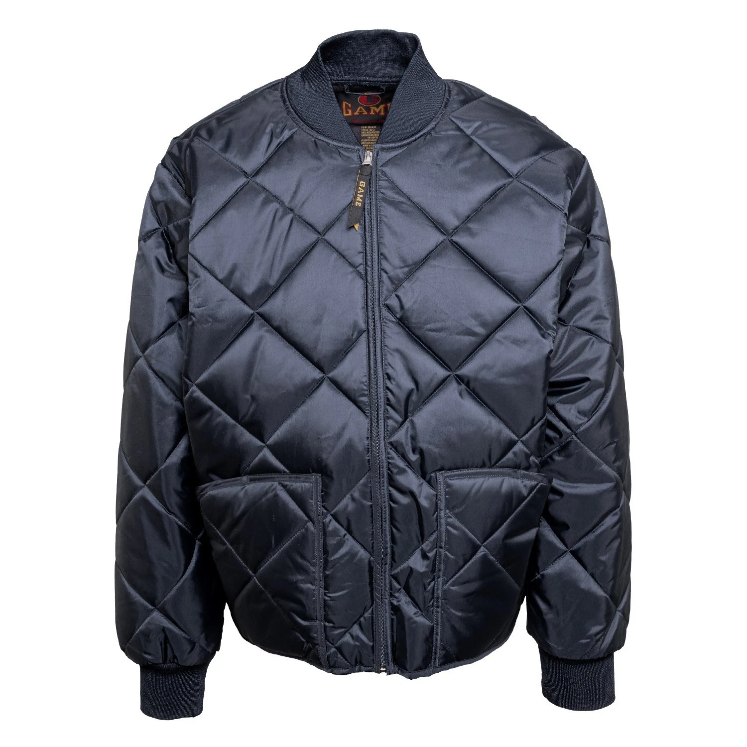 NEW Embroidered GAME Apparel Men's 1221-J The Bravest Diamond Quilt Jacket Navy - product detail image 7