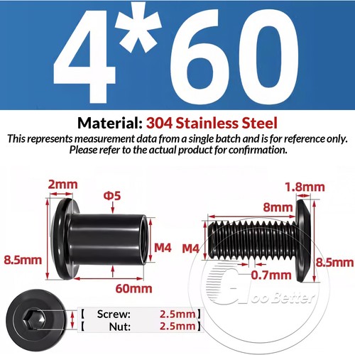 M2 M3 M4 FURNITURE CONNECTOR BOLTS & CAP NUTS JOINT UNIT A2 304 STAINLESS STEEL - Picture 63 of 63