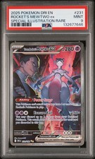 2025 POKEMON DRI EN-DESTINED RIVALS #231 TEAM ROCKET'S MEWTWO EX PSA 9