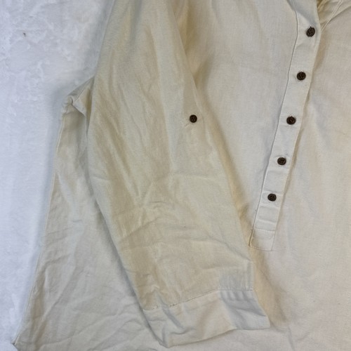 Civilian Tunic Cotton/Flax Beige Roll Tab,3/4 Sleeve Pop Over Relaxed Sz 16 - Picture 7 of 15