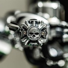 Kuryakyn 6278 Zombie Skull Emblems for Motorcycle Hand Grips, Chrome, Pair