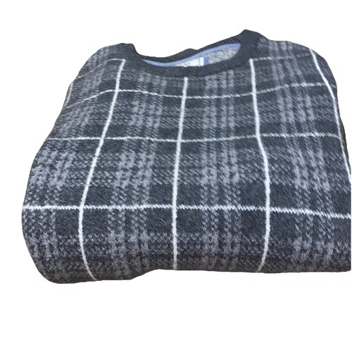 Jos A. Bank Men’s Sweater Cotton Large Pullover Gray All Over Large Tartan Plaid - Picture 9 of 11