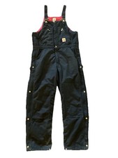 Carhartt Insulated Overalls Bibs Black Size 38x32 Double Knee Canvas R38BLCK