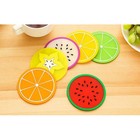 5 Pcs 8.8x8.8cm Round Silicone Coasters Creative Fruit Shaped Non-slip Heat