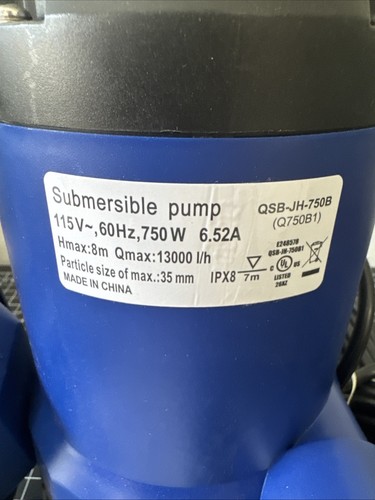 Pompe sommerse per pozzetto acqua sporca 115V 6.000 LPH 250w sollevamento 20 piedi - nuove - Foto 5 di 6