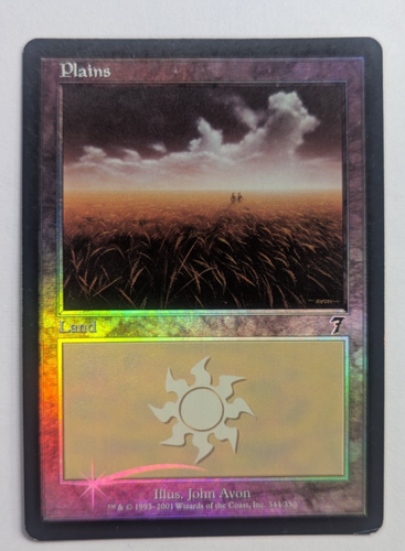 Magic Mtg FOIL Core Set 7th Edition Plains #344 moderat bespielt