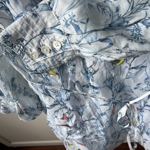 Nwt Banana Republic Bird & Floral Print Poet Sleeve Tunic Boise Top Shirt Size M - Picture 10 of 12