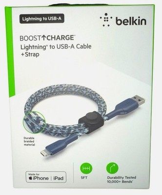 Belkin BoostCharge Micro-USB To USB-A Cable + Strap - 5 Feet  *NEW SEALED*