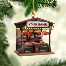 Personalized Butcher Shop Ornament, Custom Name 2D Acrylic Christmas Ornament, M