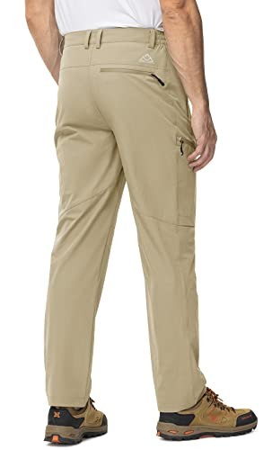 Men's Lightweight Hiking Travel Pants 5 Zip Pockets Stretch Quick Dry Work - Picture 3 of 8