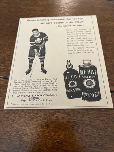 1944-64 Group Two Bee Hive George Armstrong Magazine Ad Toronto Maple Leafs