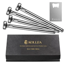 Kollea 4-Pack Beer Chiller Stick for Bottles, Wine Chiller, 3-in-1 Stainless ...