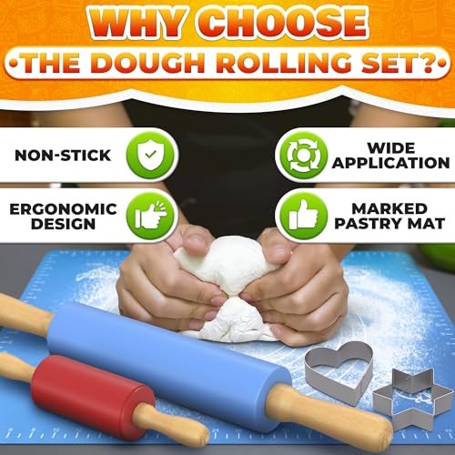 CHEFAST NON STICK ROLLING PIN AND BAKING PASTRY MAT SET - BLUE - Picture 5 of 5