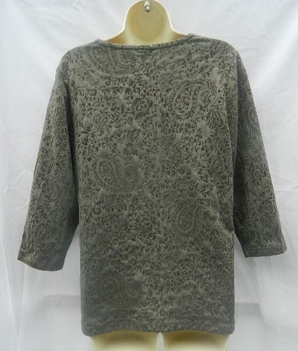 Top Chicos Mujer Talla 1 Verde Texturizado Cachemira Mangas 3/4 Cuello en V - Imagen 5 de 16