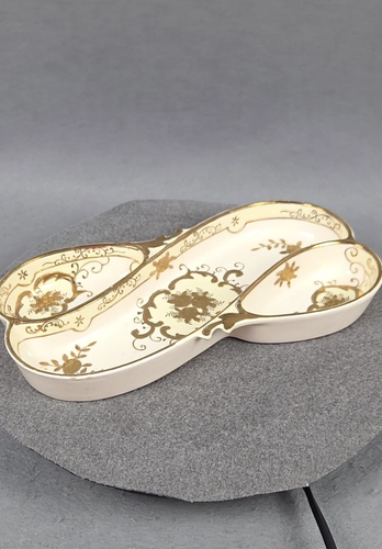 Vintage Japan handbemalt Gold Overlay Porzellan 3 Teil Tablett Moriyama Mori-machi - Video 1 von 1
