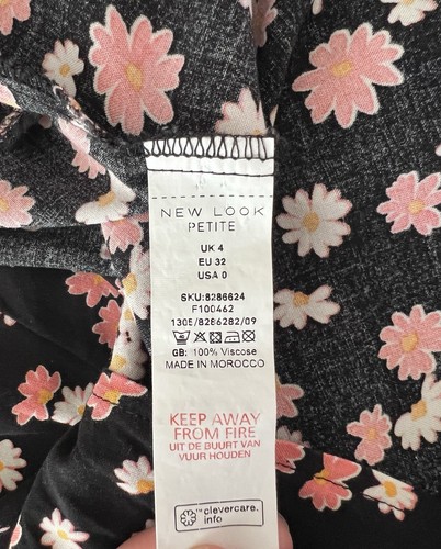 New Look petite woman midi leg split black skirt floral pattern side zip Size 4 - Picture 9 of 11