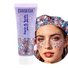 Red White Blue Face Body Glitter Star Gel for 4th of July Hair and Makeup