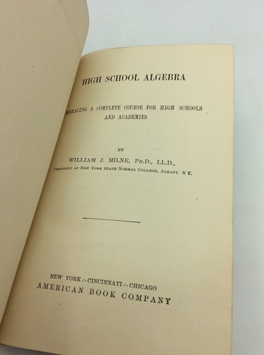 HIGH SCHOOL ALGEBRA - William J. Milne - 1892 - leather science - math - Picture 2 of 7