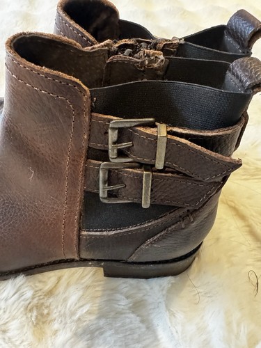 Fat Face Brown Leather Ankle Boots Double Buckle Zip Side Chelsea Style UK7 New - Bild 2 von 4