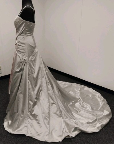 Sophia Tolli Designer Formal Silver Grey Blue Beaded Ballgown Dress UK Size 10? - Picture 23 of 24