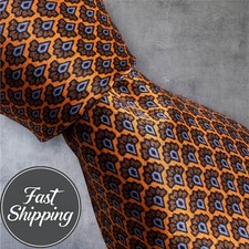 ROBERT TALBOTT Tie Geometric 100 Silk Necktie Orange/Blue/Brown Floral