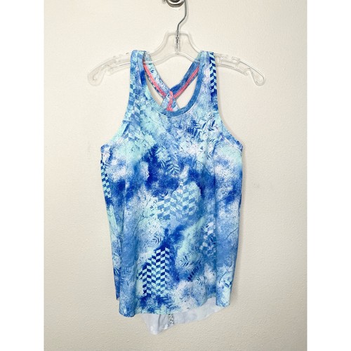 Ivivva Girls Racerback Athletic Tank Top Blue  Print New Without Tags Size 7 - Picture 1 of 6