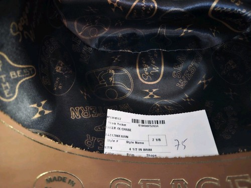 Seager Cowboy Hat New With Tag Size 7 1/8 Unisex Brown Made In USA - Bild 6 von 11