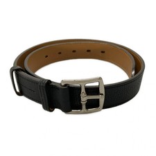 Auth HERMES Black Leather Square R Belt