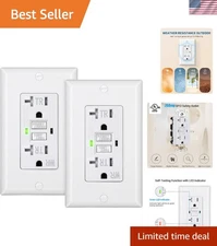 2-Pack 20AMP GFCI Outlet - Weather-Resistant & Tamper-Proof for Safety