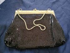 Vintage Purse Black Shiny Hand Made Hong Kong