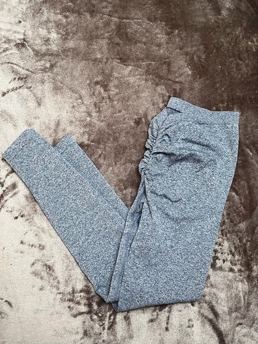 Sexy Nahtlose V-Taille Leggings Grau Meliert Po Push Up Effekt Fitness Hose - Bild 3 von 8
