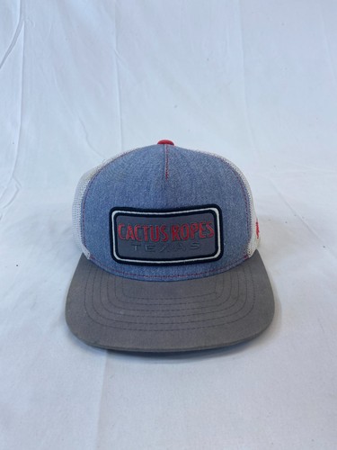 Youth Hooey Cactus Ropes Baseball Cap Snapback Hat Mesh Back Denim Western Blue - Picture 10 of 10