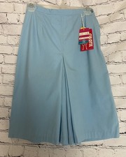 Vtg NWT 70  s Blue 9/10 Culottes Gaucho Wide Leg Midi Crop Pants Disco