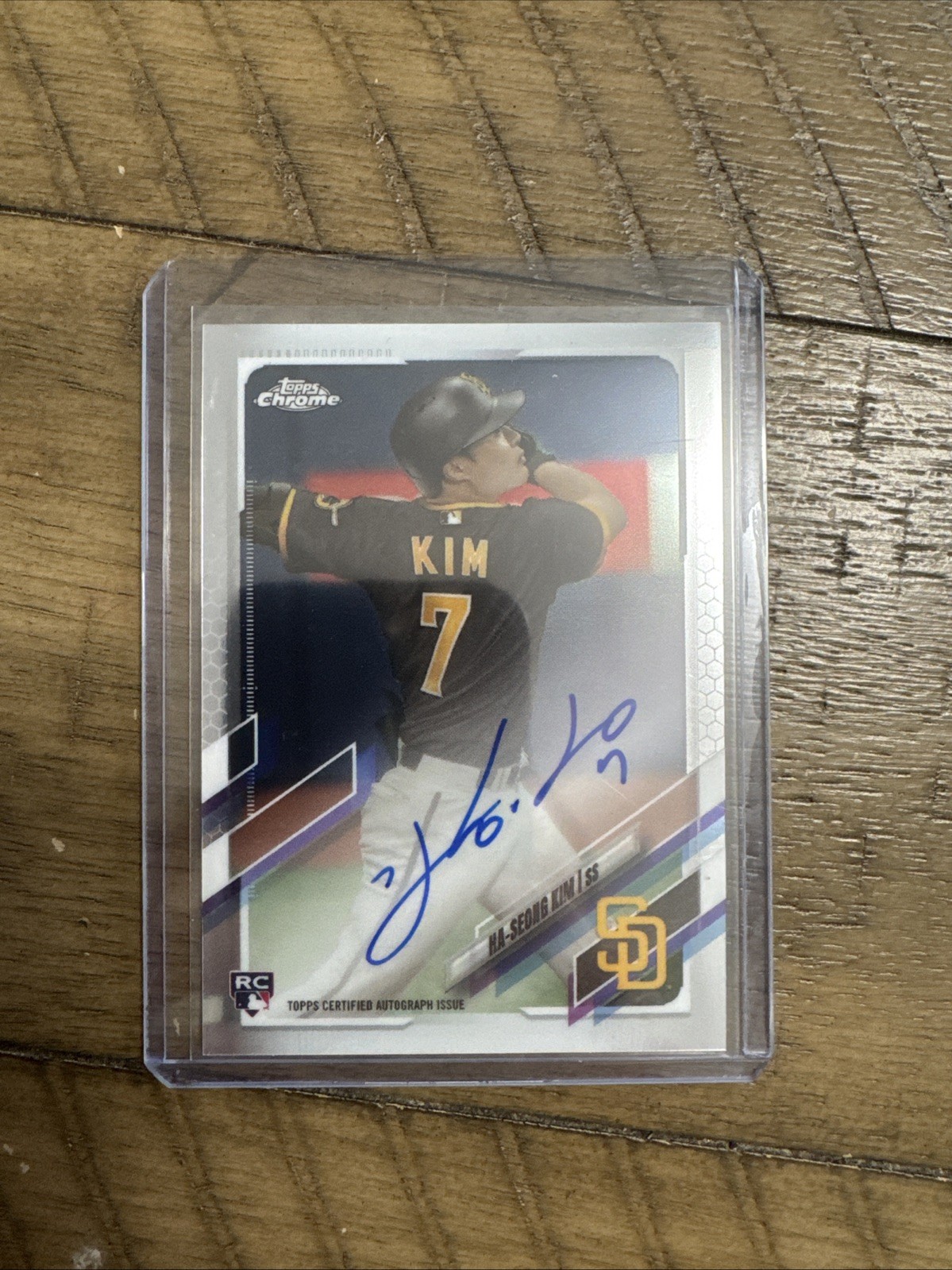 2021 Topps Chrome Rookie Base Auto #RA-HK Ha-Seong Kim - San Diego Padres RC