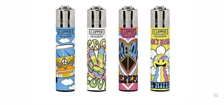 Clipper  4 x peace and love Refillable Lighters  collectable set of 4+ bonus - Picture 1 of 2