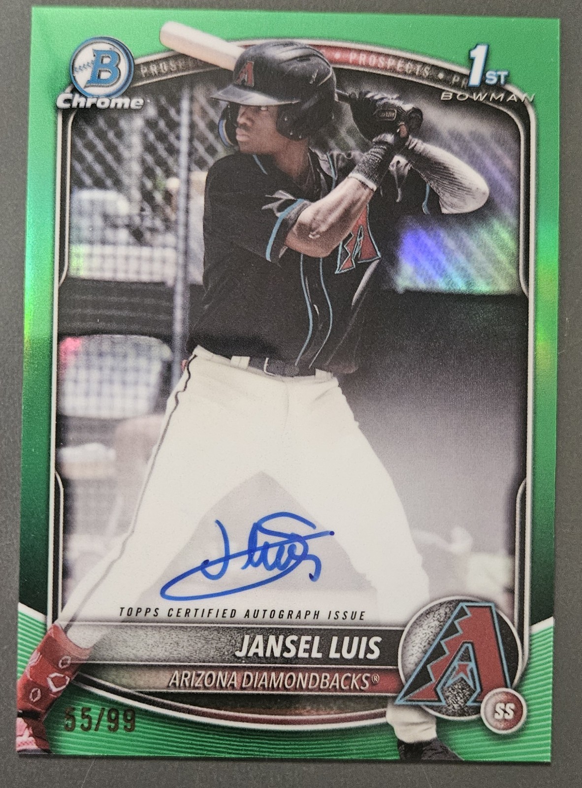 2025 Bowman Chrome 1st Green 55/99 Jansel Luis On Card Autograph
