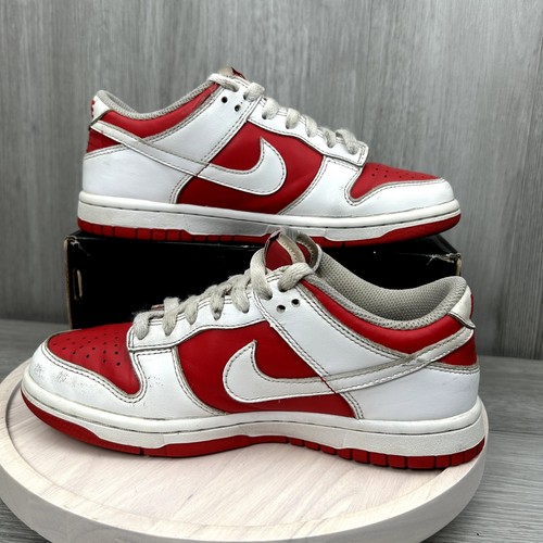 Nike Dunk Low Championship Red White GS Shoes Sneakers 4.5Y CW1590-600 - Picture 2 of 10