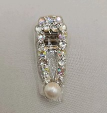Rainbow White Crystal Hair Clip Barrette Sparkly Multicolor Accessory
