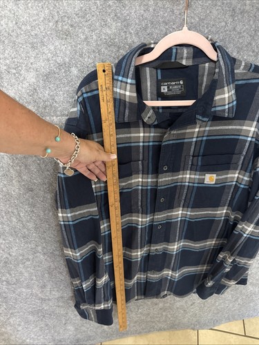 Carhartt Plaid Heavyweight Flannel Relaxed Fit Mens XL Blue Gray Button Up - Bild 4 von 5