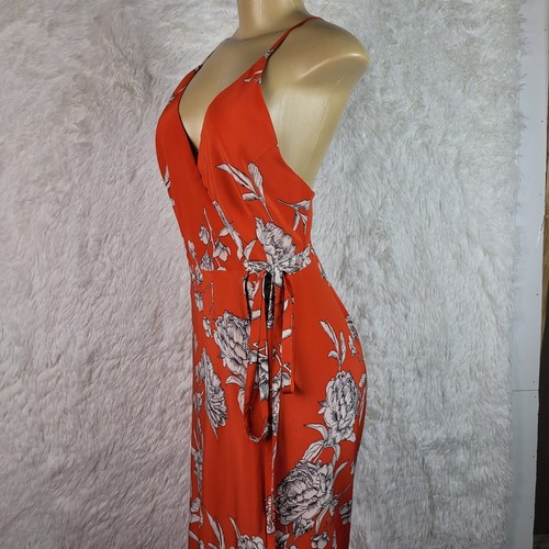 Small Yumi Kim 100% Silk Rush Hour in Red Carnation Wrap Maxi Dress - Picture 3 of 14