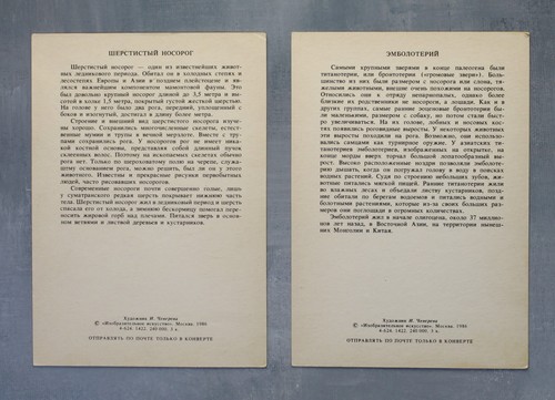 Animales prehistóricos de la era cenozoica mamut postales rusas 1986 conjunto completo 16🐸 - Imagen 7 de 21