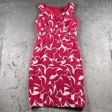 Adrianna Papell Dress Womens Size 12 Pink White Linen Blend Sleeveless Sheath