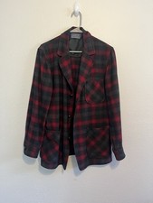 Vintage Pendleton Blazer 100 Virgin Wool Plaid Holiday Red Black Small Winter