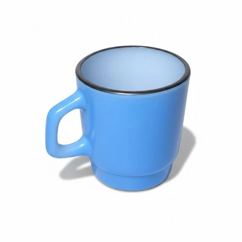 Vintage Anchor Hocking Fire King Ovenproof Stackable Blue Coffee Mug Cup USA EUC