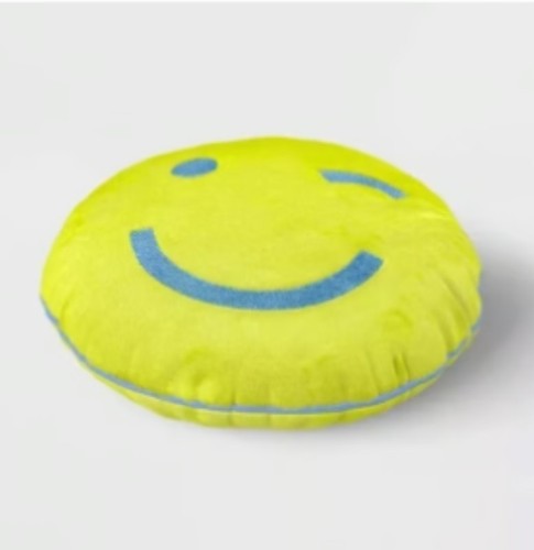 Smiley Chartreuse Throw Pillow Flutter Plush Room Essentials Round Velvet Multic - Picture 2 of 8