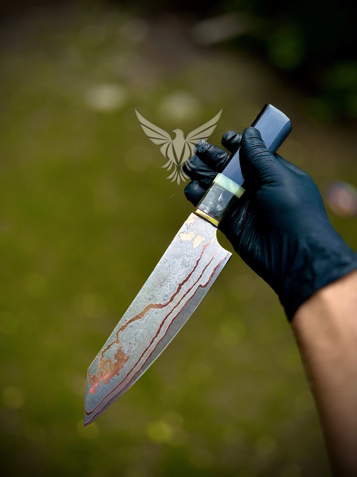 Handmade Copper Damascus Professional Santoku Chef Knife with Resin Handle
Opens in a new window or 